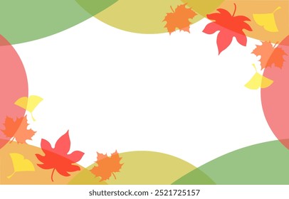 Autumn frame of fallen leaves and geometric shapes