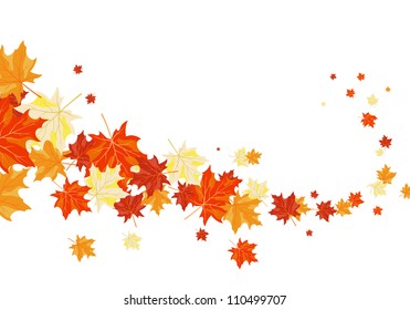 Autumn  Frame With Falling  Maple Leaves on White Background. Elegant Design with Text Space and Ideal Balanced Colors. Vector Illustration.