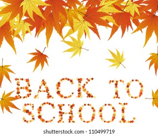 Autumn  Frame With Falling  Maple Leaves on White Background. Elegant Design with Text Space and Ideal Balanced Colors. Vector Illustration.