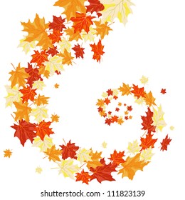 Autumn  Frame With Falling  Maple Leaves on White Background. Elegant Design with Text Space and Ideal Balanced Colors. Vector Illustration.