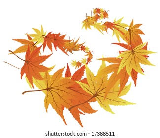 Autumn  Frame With Falling  Maple Leaves on White Background. Elegant Design with Text Space and Ideal Balanced Colors. Vector Illustration.