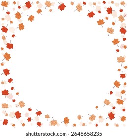 Quadro de outono de folhas de bordo caindo e sua sombra. Isolado, vetor plano ilustration.Celebrative sesonal fundo com lugar para texto.
