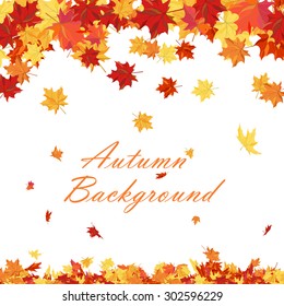 Autumn  Frame With Falling  Maple Leaves on White Background. Elegant Design with Text Space and Ideal Balanced Colors. Vector Illustration.