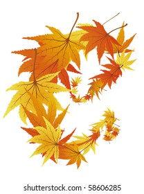 Autumn  Frame With Falling  Maple Leaves on White Background. Elegant Design with Text Space and Ideal Balanced Colors. Vector Illustration.