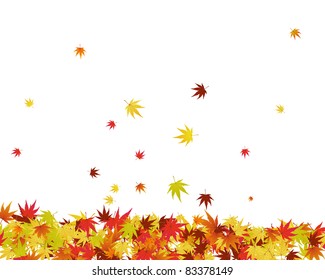 Autumn  Frame With Falling  Maple Leaves on White Background. Elegant Design with Text Space and Ideal Balanced Colors. Vector Illustration.