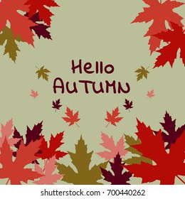 Autumn Frame With Falling Maple Leaves.Elegant Design with Text Space. Can be used for design of  banners, posters, leaflets or romantic greeting cards.Hello autumn. Vector illustration.