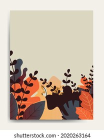 Autumn frame with flora ornament background
