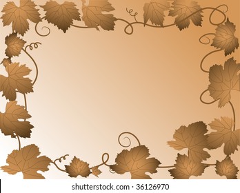 Autumn frame with grapevine leaves