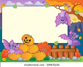 Autumn frame with Halloween theme 7 - eps10 vector illustration.