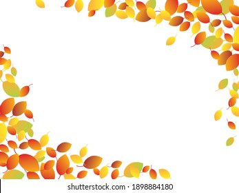 Autumn frame illustration of colorful fallen leaves