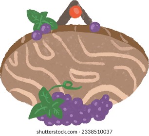 Autumn Frame illustration of round plate of vine
