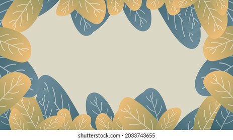 Autumn Frame leaves background , Green plants banana leaf frame with copy space  for your text  , with copy space, Flat Modern design for presentation  , Illustration Vector  EPS 10