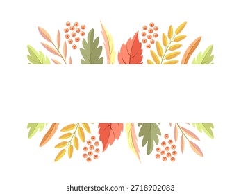 Herbstrahmen mit Blättern, Hintergrund für Text. Vektorgrafik für Druck, Hintergründe, Umschläge und Verpackungen. Bild kann für Grußkarte, Poster, Aufkleber verwendet werden. Einzeln auf weißem Hintergrund.