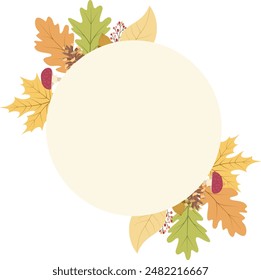 Autumn frame with autumn leaves, and berries. Autumn background.