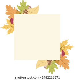 Autumn frame with autumn leaves, and berries. Autumn background.