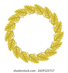 Autumn frame with leaves in circle shape on white isolated background
