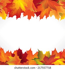 Autumn frame with leaves. Fall seamless border background with copy space.