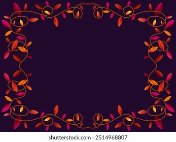 Marco de otoño con hojas de colores degradados rojo y naranja. Hermoso marco de otoño con hojas y lugar para texto, otoño de hojas de noviembre. Diseño para tarjetas de felicitación, volantes y carteles. Ilustración vectorial