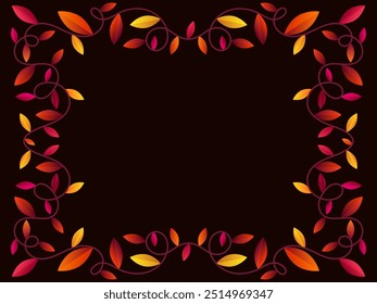 Autumn frame with leaves gradient colors red and orange. Beautiful autumn frame with leaves and place for text, November leaf fall. Design for greeting cards, flyers and posters. Vector illustration