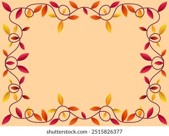 Autumn frame with leaves gradient colors red and orange. Beautiful autumn frame with leaves and place for text, November leaf fall. Design for greeting cards, flyers and posters. Vector illustration