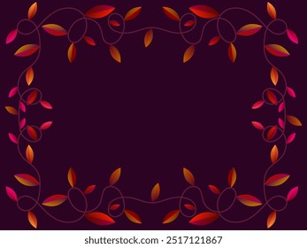 Autumn frame with leaves gradient colors red and orange. Beautiful autumn frame with leaves and place for text, November leaf fall. Design for greeting cards, flyers and posters. Vector illustration