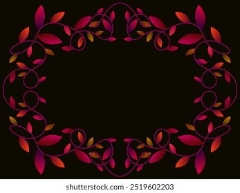 Quadro de outono com folhas cores gradiente vermelho e laranja. Quadro de outono bonito com folhas e lugar para o texto, queda de folha de novembro. Desenho para cartões de felicitações, folhetos e cartazes. Ilustração vetorial