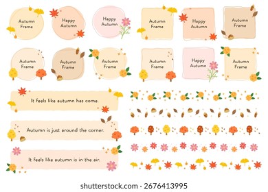 Autumn frame and line set illustration