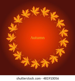 Autumn frame with maple leaves