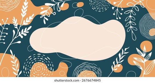 Marco del otoño, Formas orgánicas, figuras amorfas y vegetales, diseño del Vector