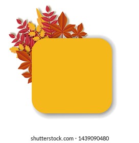 
Autumn frame in paper cut and craft style for Autumn season . 