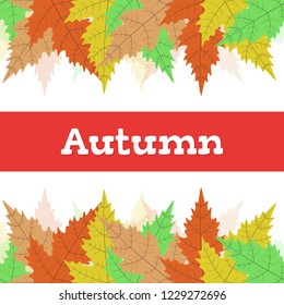 Autumn frame pattern template. Decorative japanese maple leaves in flat style. white background. Design elements for wedding invitation, birthday, wallpaper, greeting cards. icons vector illustration