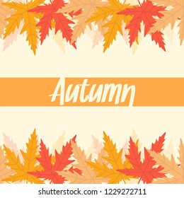 Autumn frame pattern template. Decorative fall asian maple leaf in flat style. white background. Design elements for wedding invitation, birthday, wallpaper, greeting cards. icons vector illustration