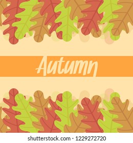 Autumn frame pattern template. Decorative fall palm leaves in flat style. yellow background. yellow label. Design for wedding invitation, birthday, wallpaper, greeting cards. icons vector illustration