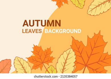 Autumn frame pattern template. Decorative fall leaves in flat style. Design elements for wedding invitation, birthday, wallpaper, greeting card. icons vector illustration