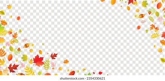 Autumn Frame Poster With Bright Leaves With Gradient Mesh, Vector Illustration