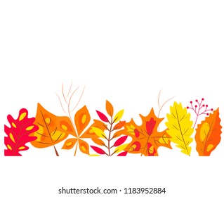 AUTUMN FRAME with red, orange, green and yellow falling autumn leaves. Colorful autumn leaves background. Vector illustration EPS 10