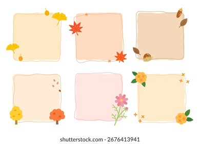 Ilustração quadrada do conjunto de quadros de outono