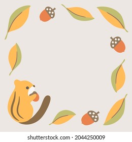 Autumn Frame with squirrel and chestnuts