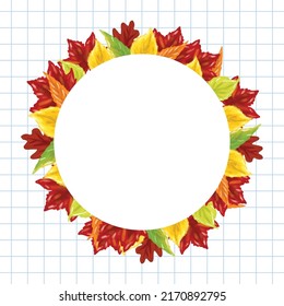 Autumn frame templated. Autumn wreath isolated on white background