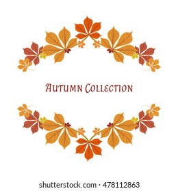 Autumn frame. Vector background. Vector illustration. Floral vector pattern. Fashion Graphic Design. Beauty concept. Bright colors leaves. Template for prints, textile, wrapping and decoration.