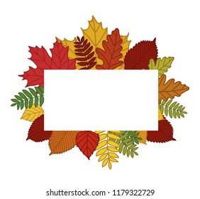 Autumn frame. Vector illustration on white background.