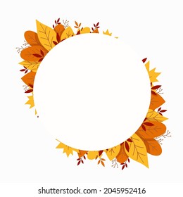 Autumn frame with yellow leaves and branches, for greetings, wallpapers, fashion.