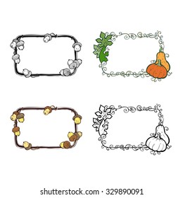 Autumn frames - a set of four hand-painted frames, includes black&white and colorful ones