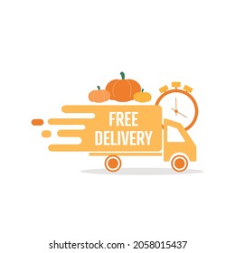 Autumn free delivery icon. Flat vector illustration.