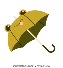 Autumn Frog Umbrella Vector Illustration Flat Geometric Toad Parasol Isolated