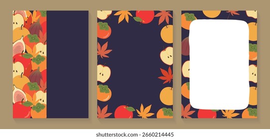 Conjunto de fundo cartaz de frutas de outono