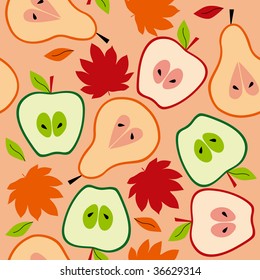 Autumn fruit seamless vector background