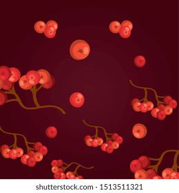 autumn fruits in branches pattern