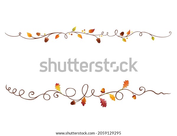 Autumn fruits\
decoration. Forest fall fruits and plants ornaments. Floral text\
dividers. Autumn oak leaves and acorn dividers. Swirl plants with\
acorns. Fall leaf borders\
set.