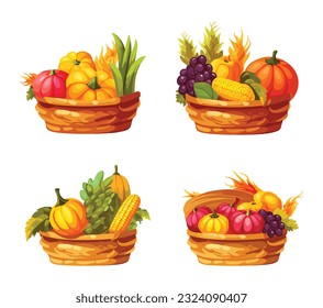 Autumn Fruits Harvest Feast vector design bundle